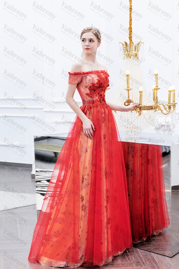 2020 Red Off the Shoulder Prom Dresses Discount Bateau Spring Party ...