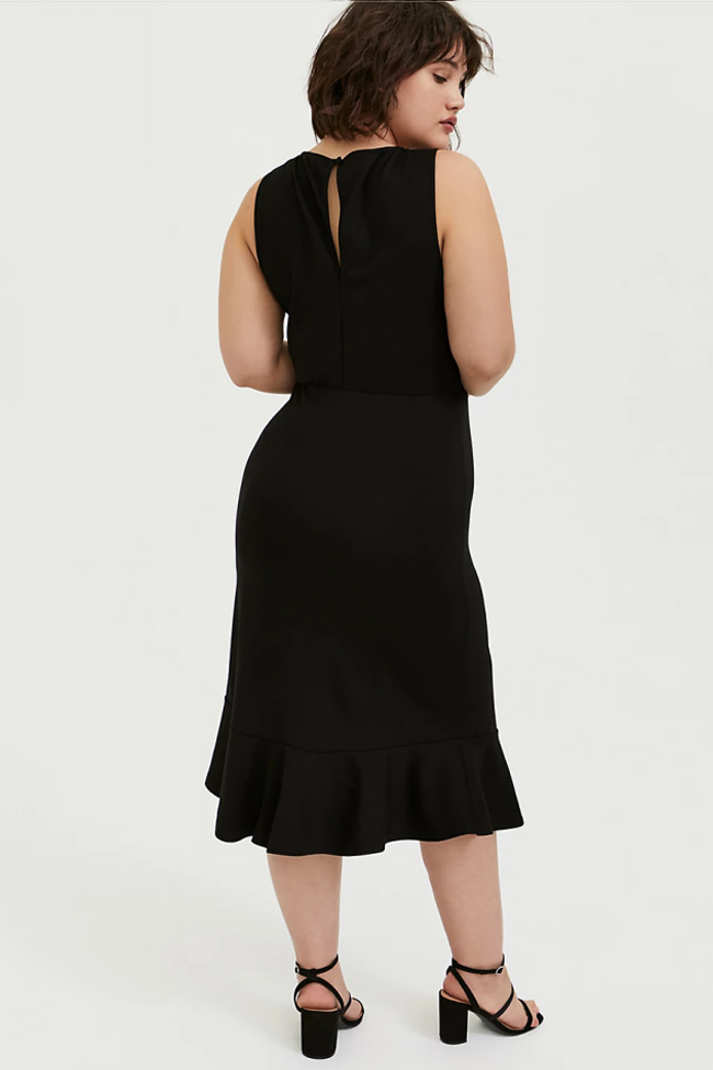 2021 Plus Size Chiffon Women's Dresses, Black Mid-Calf ...