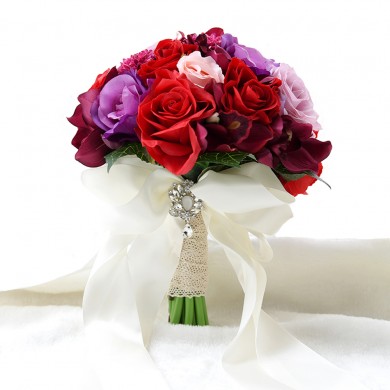 Red,pink,Fuchsia and Burgundy wedding bouquets for bride and bridesmaids