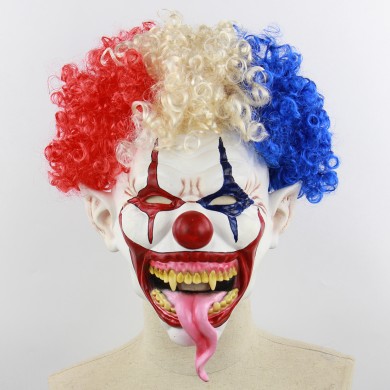 Ghost Head Cover Horror Explosive Head Big Mouth Long Tongue Clown Masks