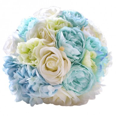 Sky Blue and withe Artificial Flowers Rose for Beach wedding