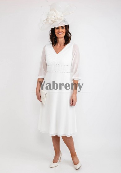 Ivory Chiffon Hand Beading Mother Of The Bride Dresses, Dressy Half Sleeves Womens Dress mps-798-3