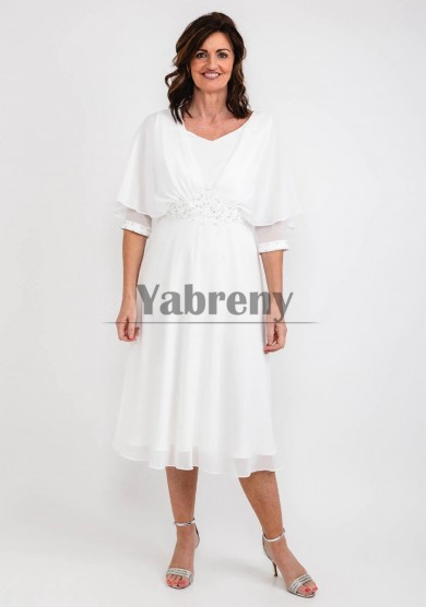Half Sleeves Mother Of The Bride Dresses, Ivory Hand Beading Mother of the Groom Dresses mps-801-3