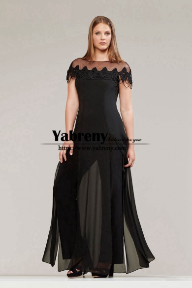 Black Chiffon Overskirt Mother of the Bride Jumpsuits Dress for Wedding Guest mps-698