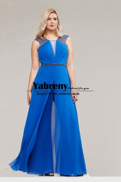 Royal Blue Beaded Mother of the Bride Jumpsuit with Women Outfit for Wedding Guest mps-713