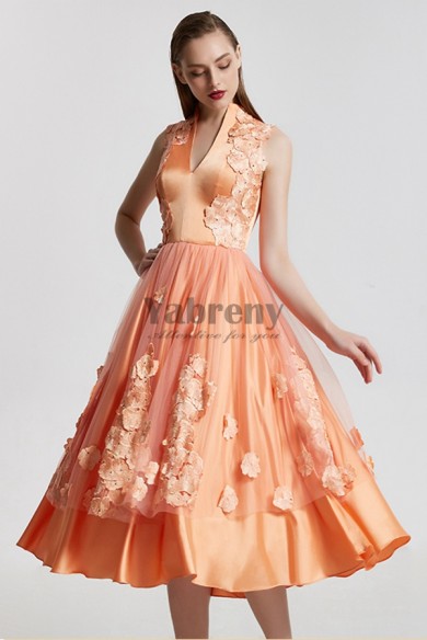 2021 Glamorous Orange A-Line lace Homecoming Dresses cyh-022