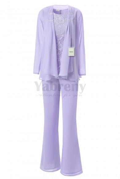 Yabreny Elegant Mother of the Bride Pants suit Lavender Chiffon Outfit for Special occasion MT001704-2