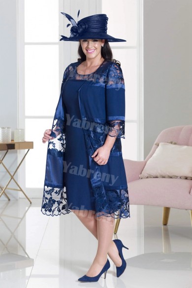 2021 Dressy Mother of the bride dress outfit Plus size Dark Navy women
