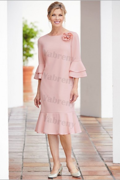 2021 Pink Mid-Calf Mother of the bride dresses mps-339