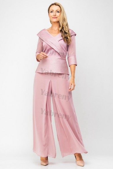 Pink Mother of the bride pants suit 2PC Trousers Set Women