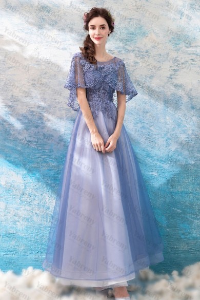 2020 Sky Blue Prom Dresses Empire Hand Beading Evening Dresses TSJY-121