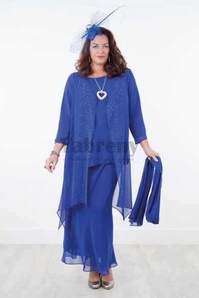 2020 Royal blue Plus size Chiffon Elastic waist Trousers set Mother of the dresses mps-024