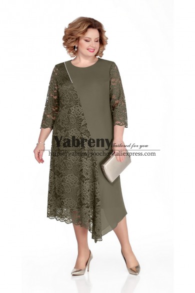 Army Green Plus Size Women Dresses Asymmetry Mother of the bride Dresses mps-506-2