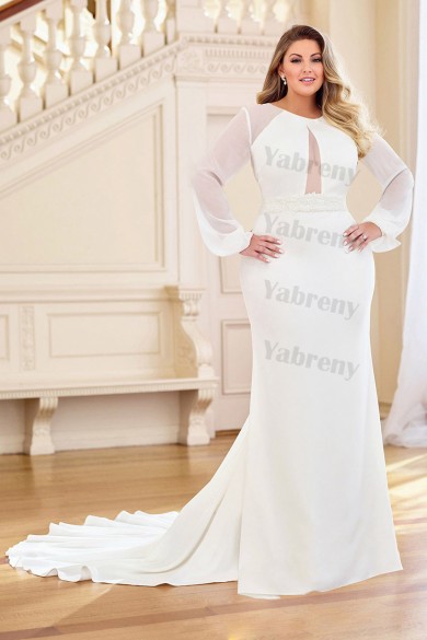 Plus Size Wedding dresses Long Sleeves Bridal Gown Wd-037