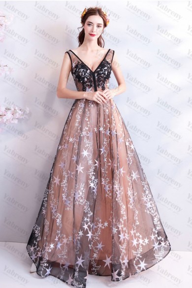2020 lovely V-neck Prom Dresses a-line Pattern Evening Dresses TSJY-115