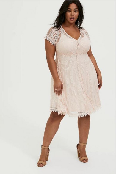 Plus Size Pink Champagne Lace Mother Of The Bride Dresses,Sweetheart Knee-Length Women