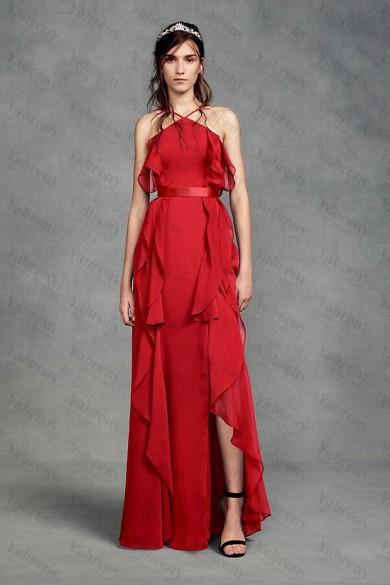 Red Spring Modern Empire Garden bride jumpsuits with Belt So-205-1