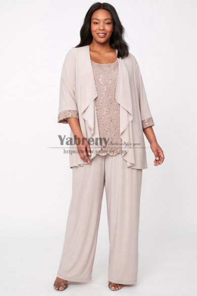 Plus Size Comfortable Soft Mother of the Bride Pant Suits Women Outfits mps-733