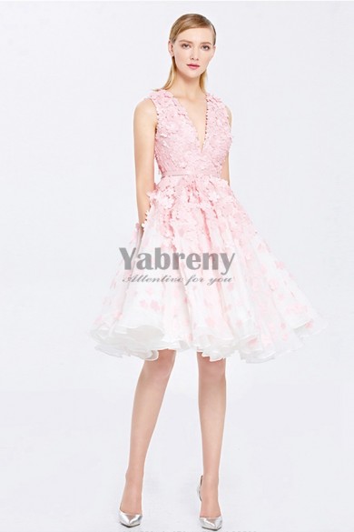 New style Pink Handmade Flower Homecoming Dresses cyh-018