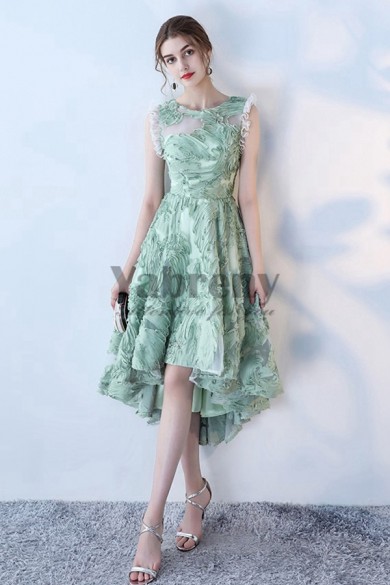 Yabreny 2021 New Style Elegant High-low Sage Homecoming Dresses cyh-032