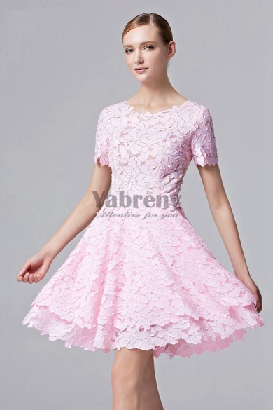 2020 A-Line Hot Sale pink lace Homecoming Dresses cyh-019
