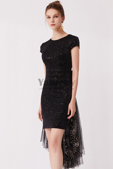 2020 Black Sequined Fabrics under $100 Homecoming Dresses cyh-014