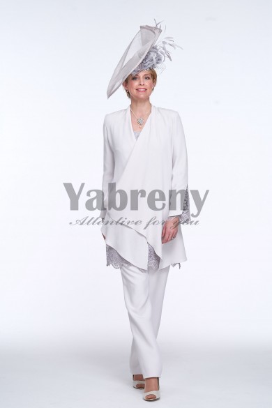 Charcoal Mother of the bride pant suits High-end Chiffon Trouser outfits mps-105