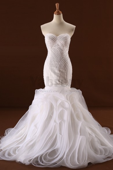 2020 New arrival Ruffles Exquisite Hand beading Mermaid Wedding dresses wd-032