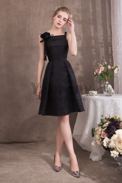 2020 New Style Black Spaghetti Knee-Length Prom dresses so-050
