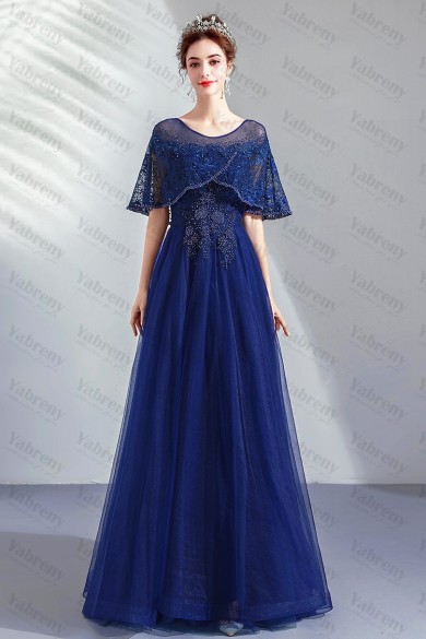 2020 Elegant Evening Dresses Dark Blue Empire Prom Dresses TSJY-135