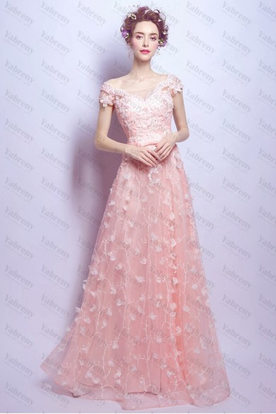 2020 Fashion Off the Shoulder Pink Prom Dresses Gorgeous Princess Evening Dresses TSJY-168