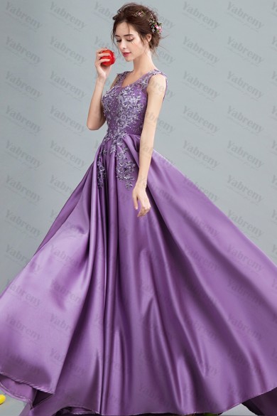 2020 A-line Lavender Discount Brush Train Charming prom dresses TSJY-074
