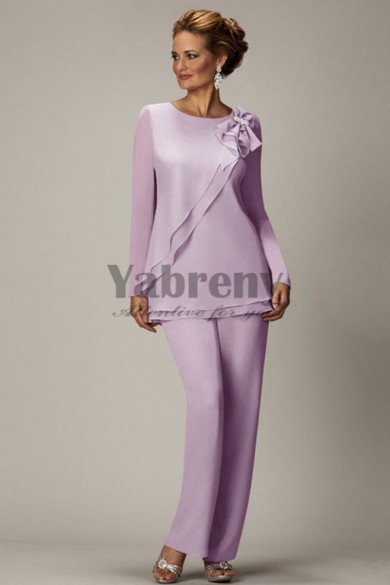 2020 Spring Lavender Chiffon mother of the bride pants suits mps-265