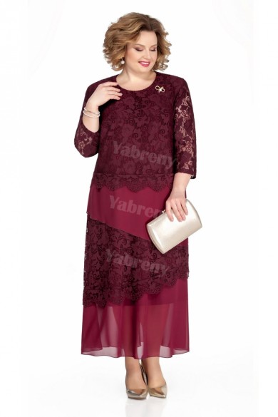 Burgundy Mother Of The Bride Dresses Ankle-Length Plus Size Women