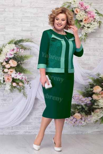 2022 Fashion Plus size Mother of The Groom Dresses, Green Knee-Length Women