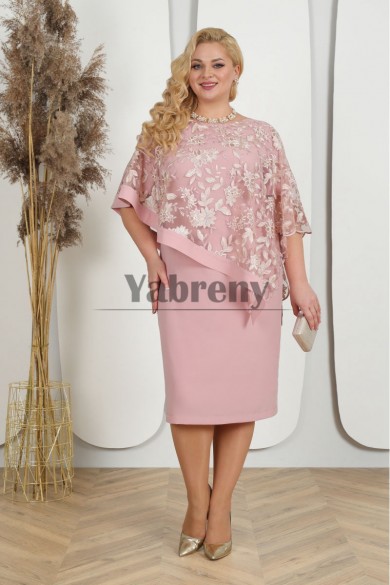 2024 Dressy Half Sleeves Blush Pink Lace Plus Size Mother Of The Bride Dresses mps-790-2