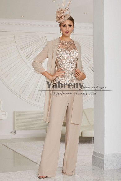 3PC Glamorous Mother of the Bride Pantsuits,Women