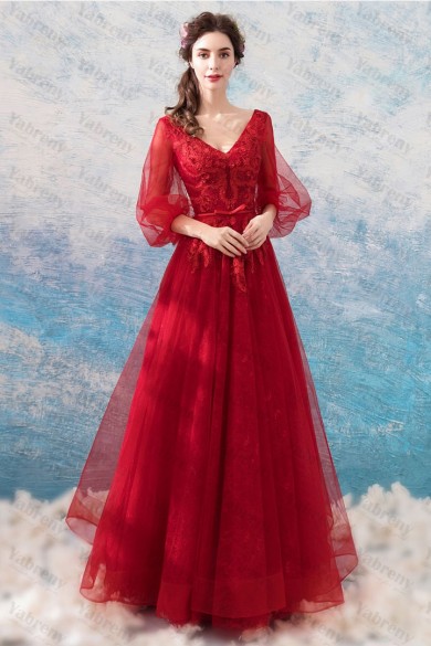 Red Sweetheart Prom Dresses A-line Evening Dresses TSJY-141