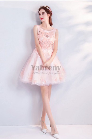 Above Knee Homecoming Dresses Pink Party dresses TSJY-066