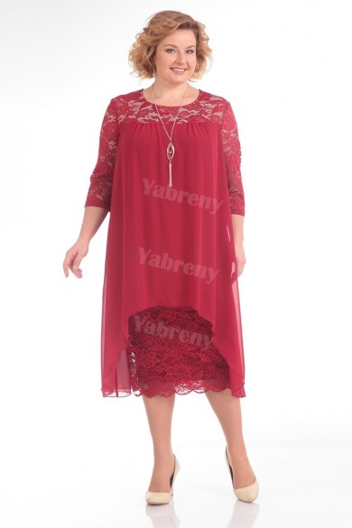 Rose Red Lace Mother Of The Bride Dress Plus Size Women