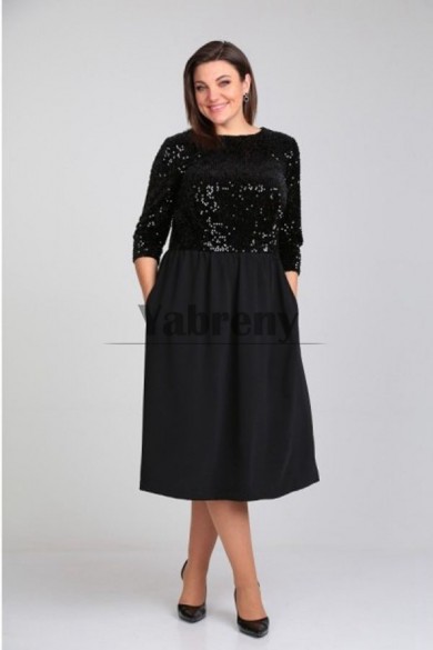 Charming Black Sequined-Sequin Fabrics Mid-Calf lovely Women