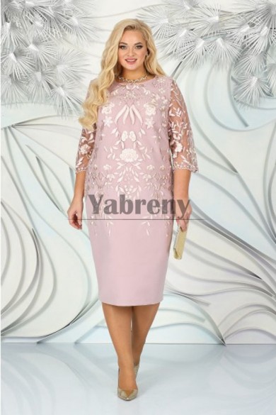 Dressy Bean Paste Lace Mid-Calf Plus Size Mother Of The Groom Dresses mps-780