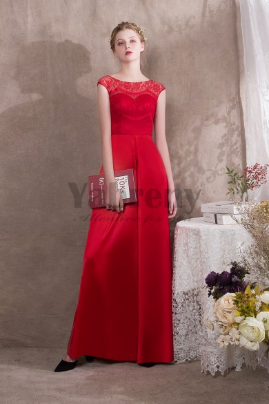 Red Satin Prom dresses Bridal Jumpsuits Loose Pants so-023