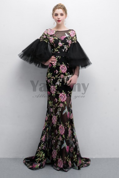 Classic Embroidery Prom dresses With Trumpet sleeve so-012