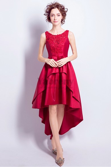 Front Short Long Back Homecoming Dresses under $100 red prom dresses TSJY-053