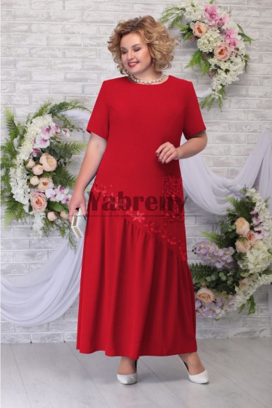 Glamorous Red Short Sleeves Jewel Mother Of The Bride Dresses mps-766-2
