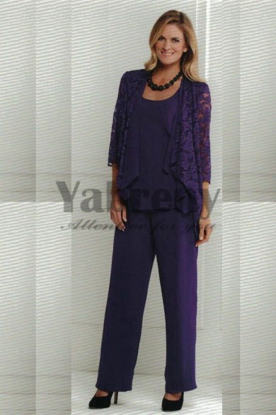 Grape Elegant mother of the bride trousers suits mps-191
