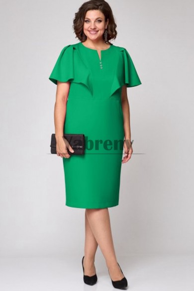 Green Cap Sleeves Knee-Length Elegant Mother Of The Groom Dresses mps-775