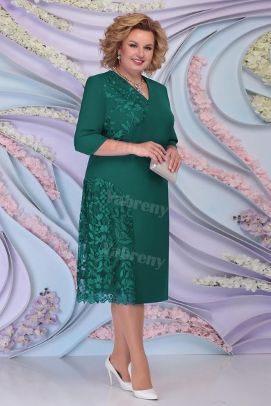 Green Tea-Length Mother Of The Bride Dresses Plus Size women