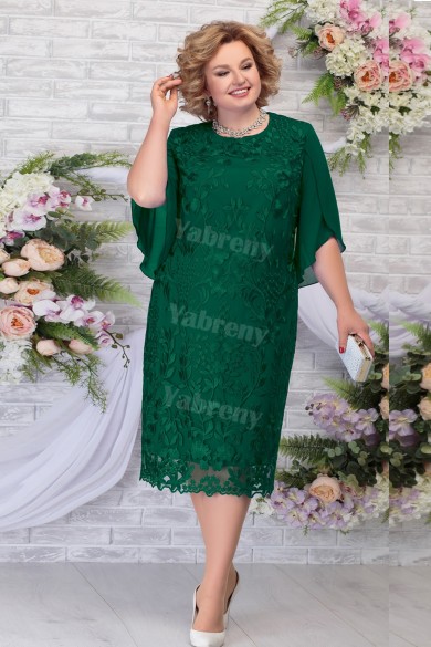 Green Tea-Length Mother of the Groom Dresses Plus Size Women
